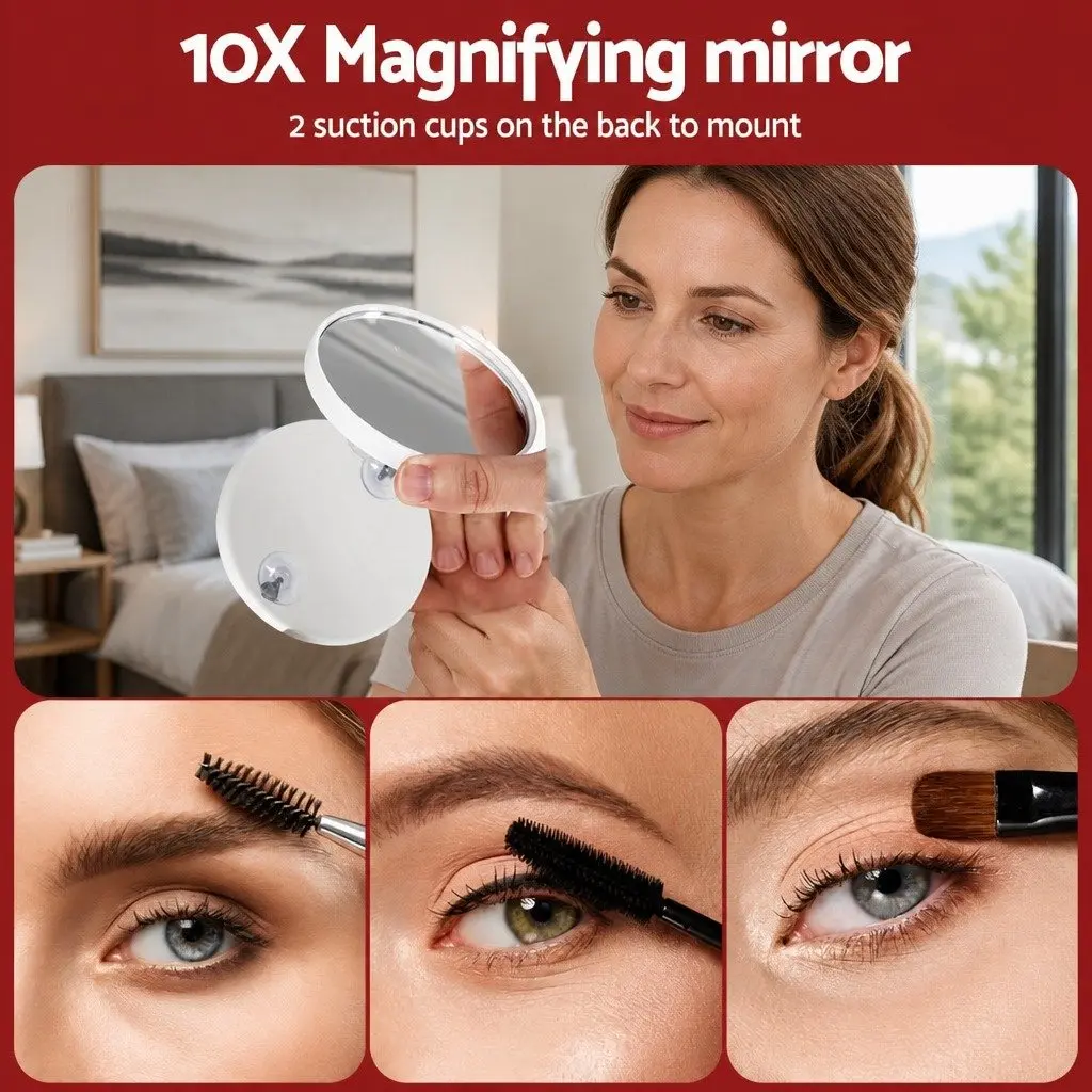 80x65cm LED Makeup Mirror with Touch Controls and 18 Bulbs