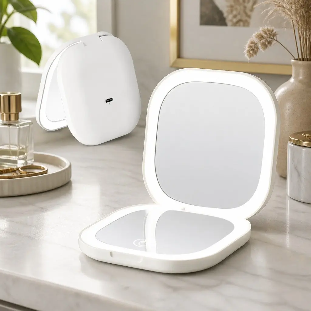LED Compact Makeup Mirror with USB Charging