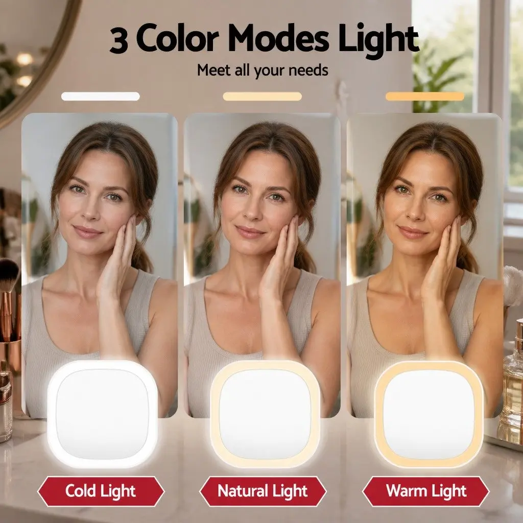 LED Compact Makeup Mirror with USB Charging