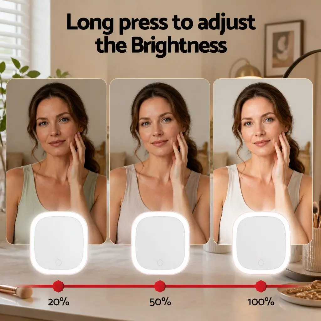 LED Compact Makeup Mirror with USB Charging