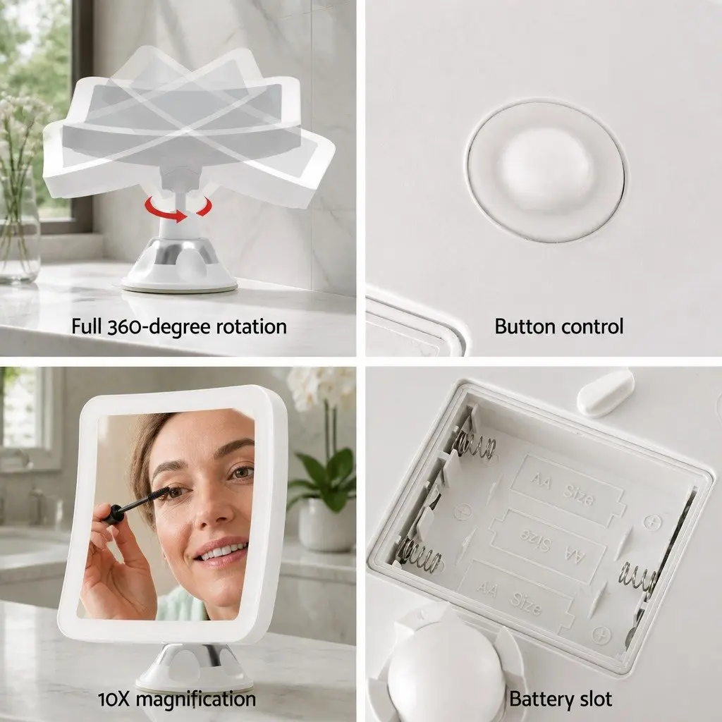 10X Makeup Mirror with LED Light Strip