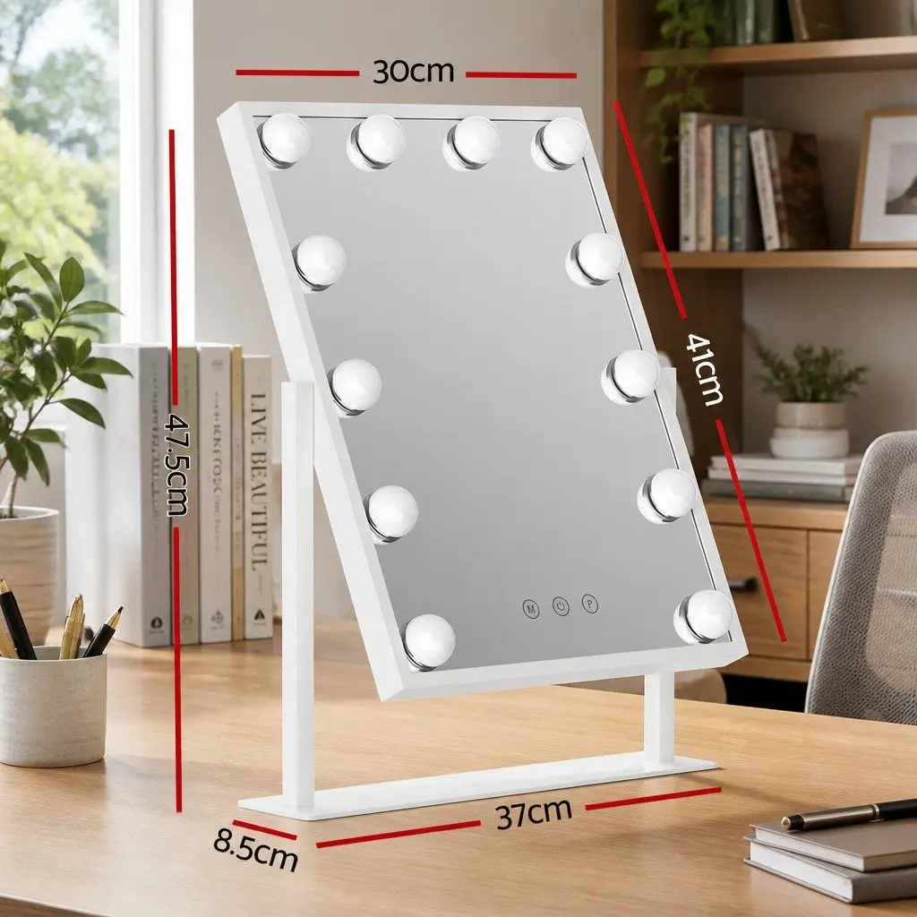 Makeup Mirror Tabletop 30x41cm Hollywood Vanity with LED Light Rotation
