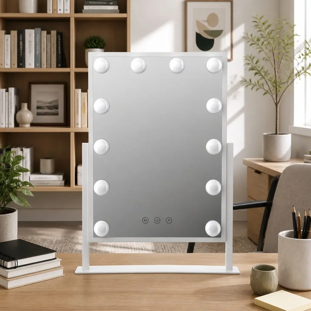 Makeup Mirror Tabletop 30x41cm Hollywood Vanity with LED Light Rotation