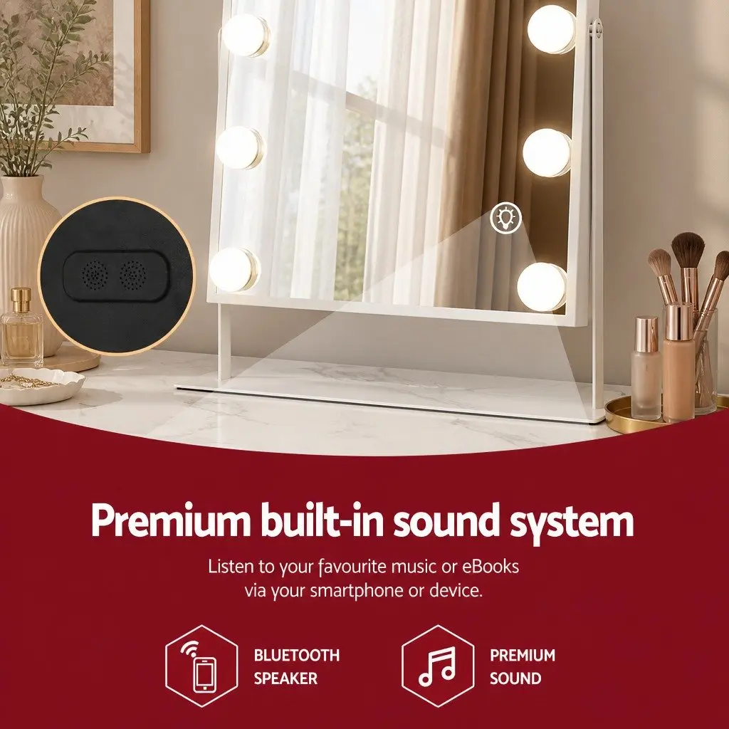30x40cm Bluetooth Vanity Makeup Mirror with LED Lighting