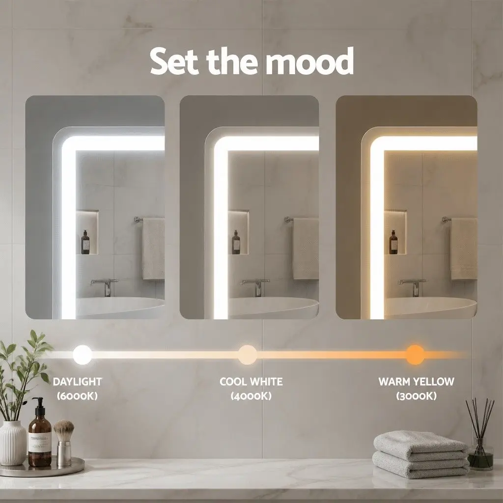 Makeup Mirror Vanity Use 40x50cm LED Light Strip 180° Rotation Touch