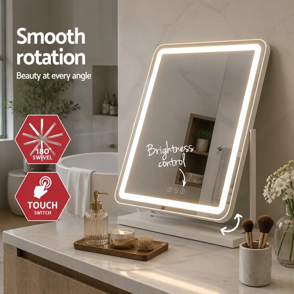 Makeup Mirror Vanity Use 40x50cm LED Light Strip 180° Rotation Touch