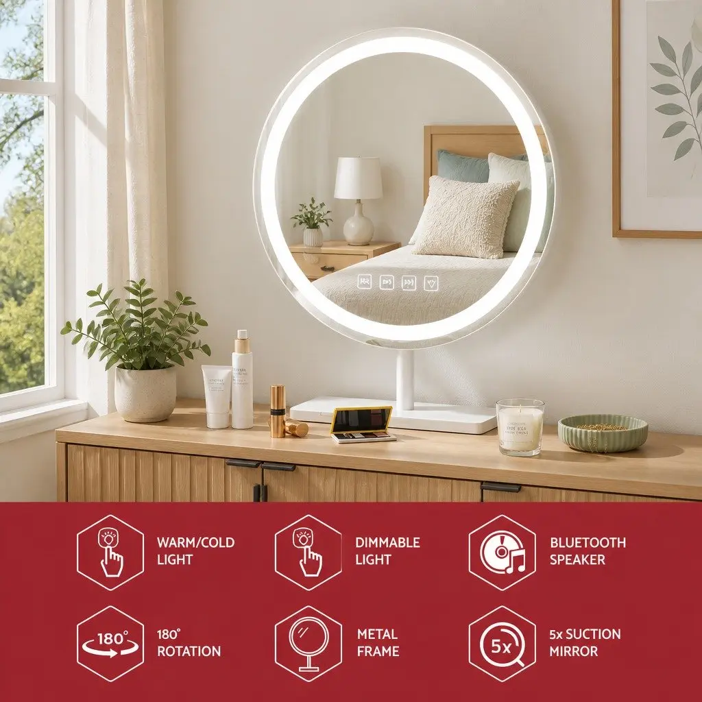 49x28cm Makeup Mirror with LED Lights and Bluetooth