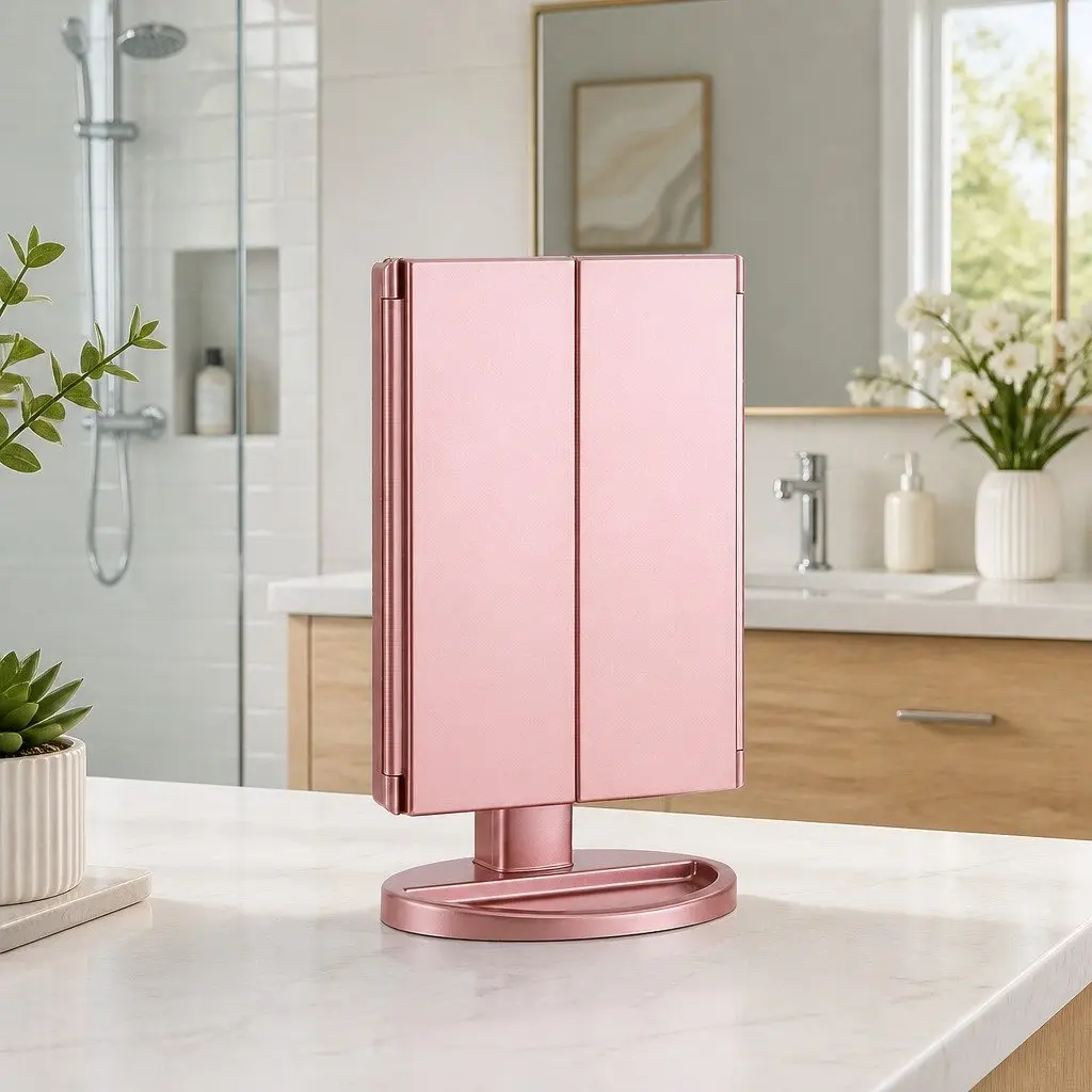 Tri-fold Makeup Mirror with LED Light