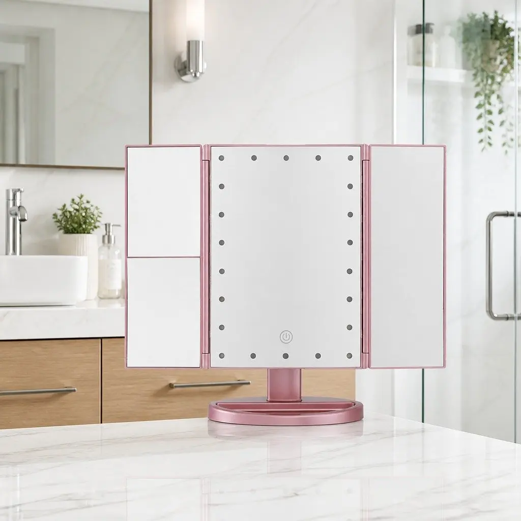 Tri-fold Makeup Mirror with LED Light