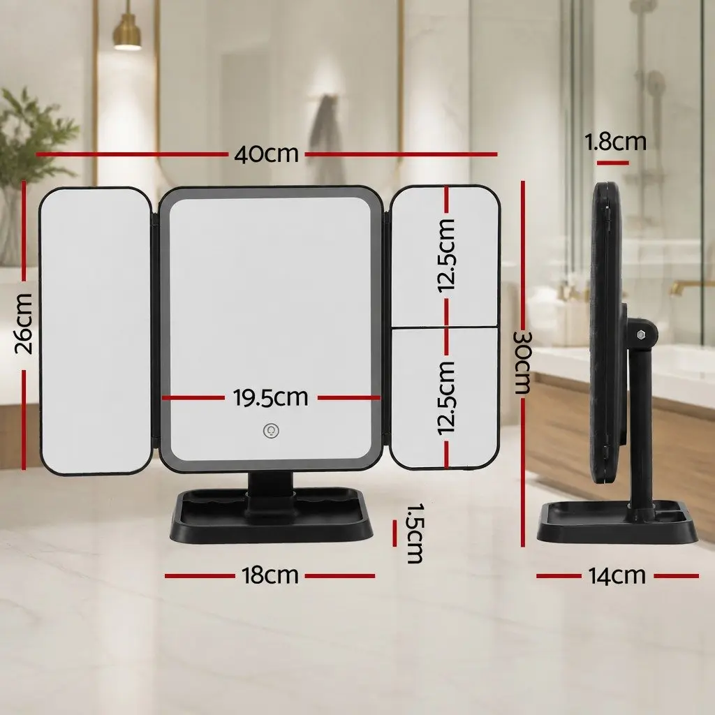 Tri-fold LED Makeup Mirror with Touch Control