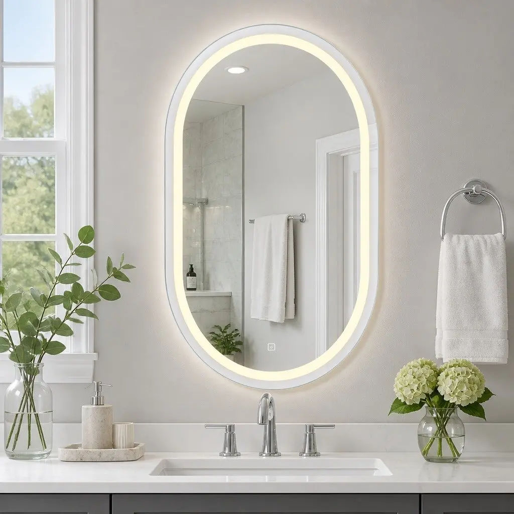 Oval LED Wall Mirror with Touch Control 50X75CM