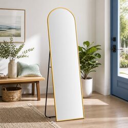 Full Length Mirror Floor Standing Arched Dressing 160cm Gold Frame Bedroom