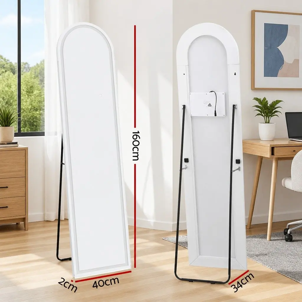 LED Full Length Mirror for Home Decor 160cm Arched Floor Standing Wall Mounted