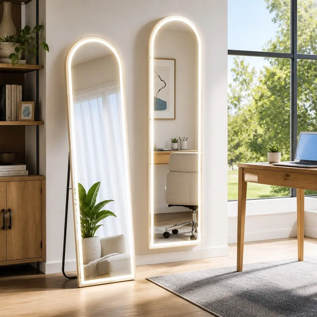 LED Full Length Mirror for Home Decor 160cm Arched Floor Standing Wall Mounted