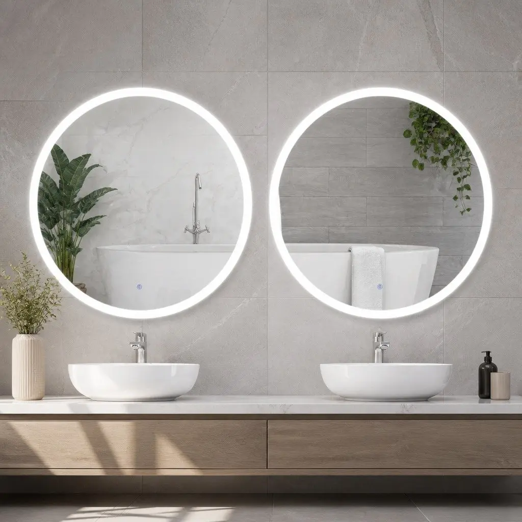LED Bathroom Mirror 80cm Round Wall Mounted Vanity Makeup Light Decor