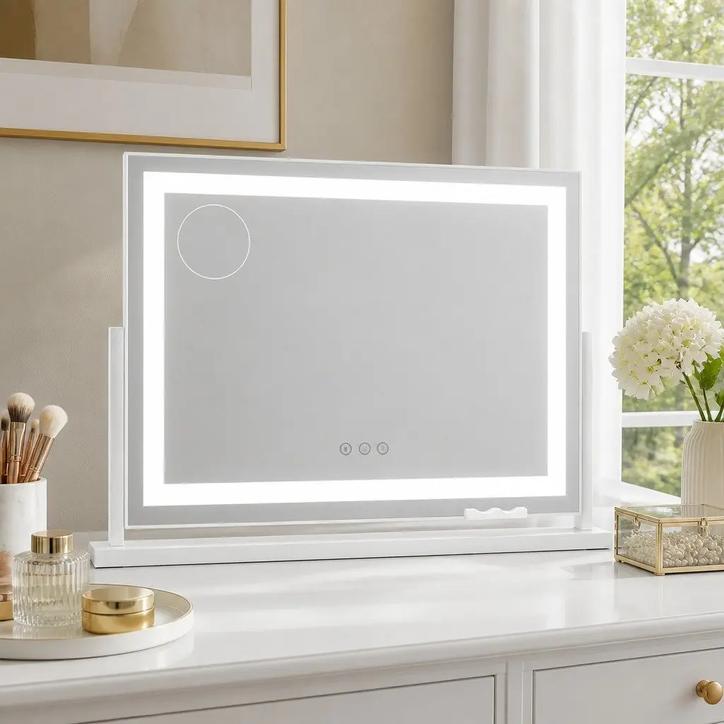 Makeup Mirror Tabletop 58x46cm LED Light Strip 360 Rotatable