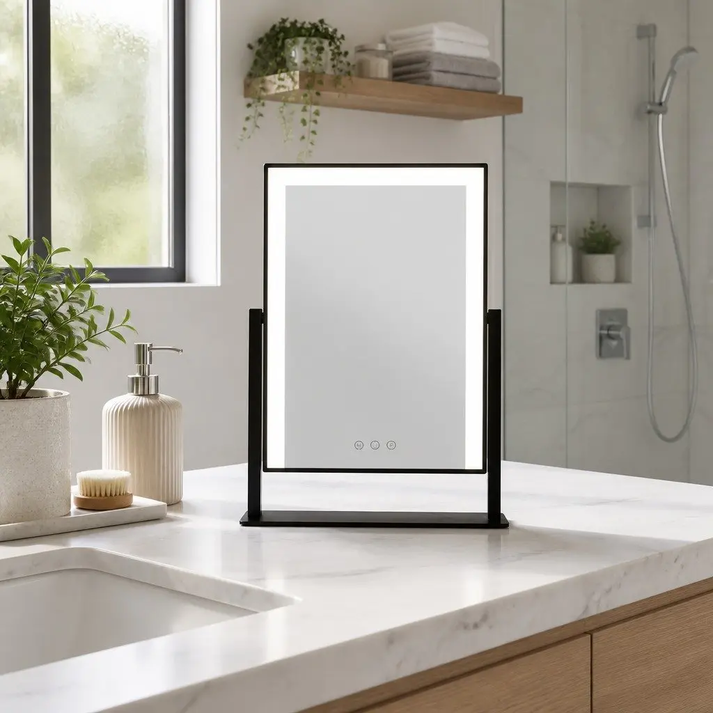 Makeup Mirror 25x30cm Hollywood Vanity with LED Light Touch Control Rotation