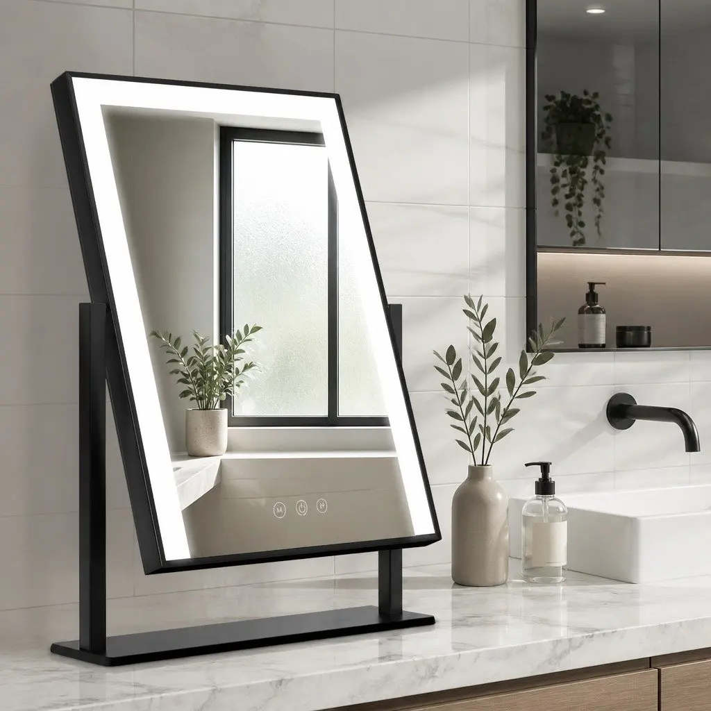 Makeup Mirror 25x30cm Hollywood Vanity with LED Light Touch Control Rotation