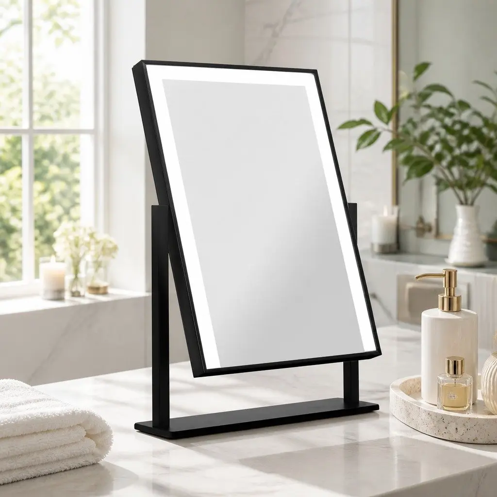 Makeup Mirror 30x40cm Hollywood Vanity LED Light Rotation Touch Control Black