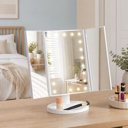 Specifications of Tri-fold LED Makeup Mirror: 22 LEDs