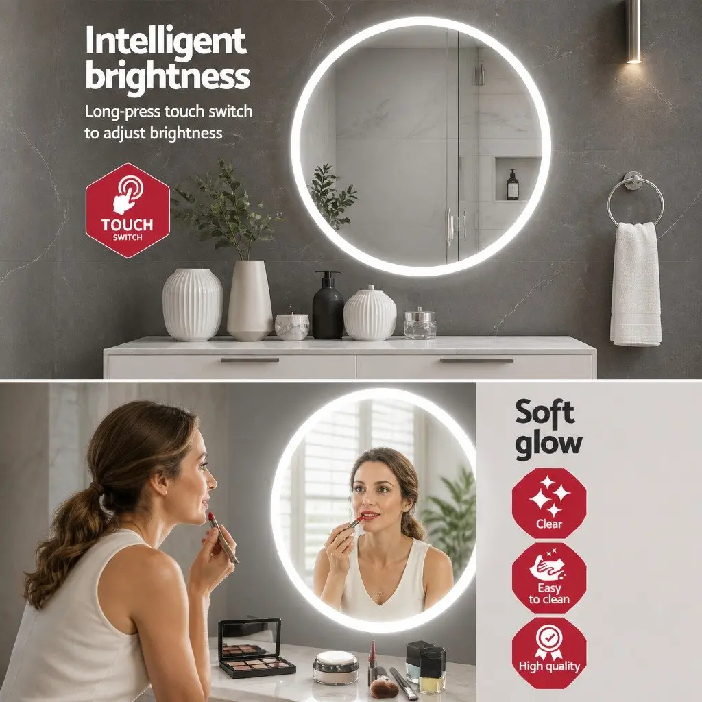 90cm Round LED Wall Mirror