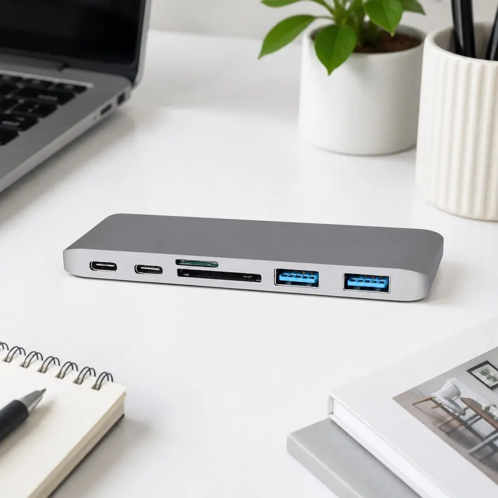 Type-C Hub for Electronics 6 Port Rapid Data Transfer Adapter