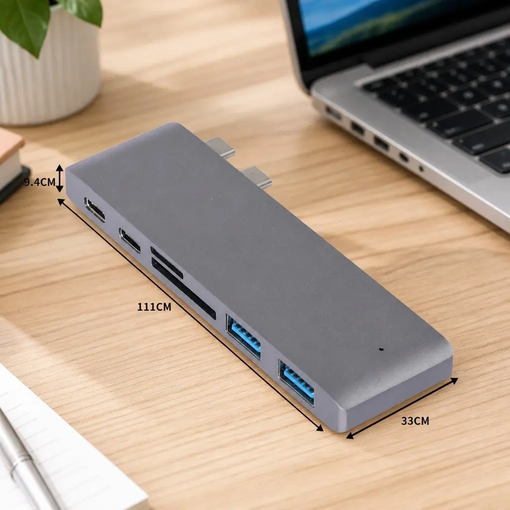 Type-C Hub for Electronics 6 Port Rapid Data Transfer Adapter
