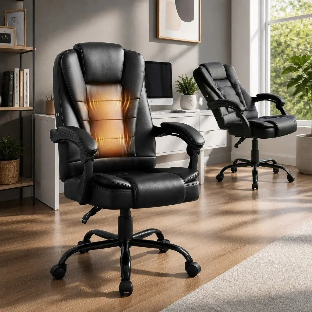 Massage Office Chair for Home or Office Black PU Leather