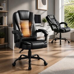 Massage Office Chair Executive Computer Gaming Chairs Black PU Leather