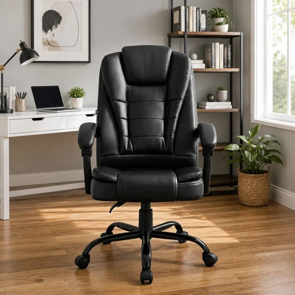 Massage Office Chair for Home or Office Black PU Leather