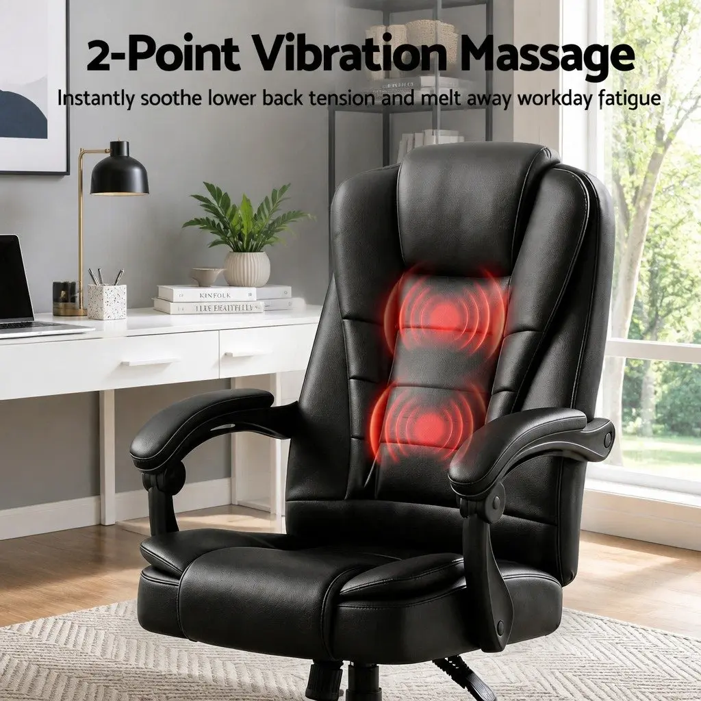 Massage Office Chair for Home or Office Black PU Leather