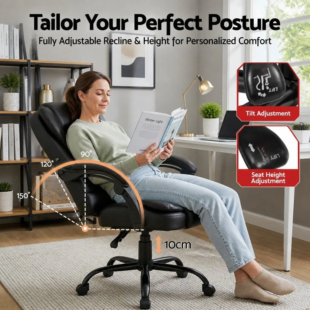 Massage Office Chair for Home or Office Black PU Leather