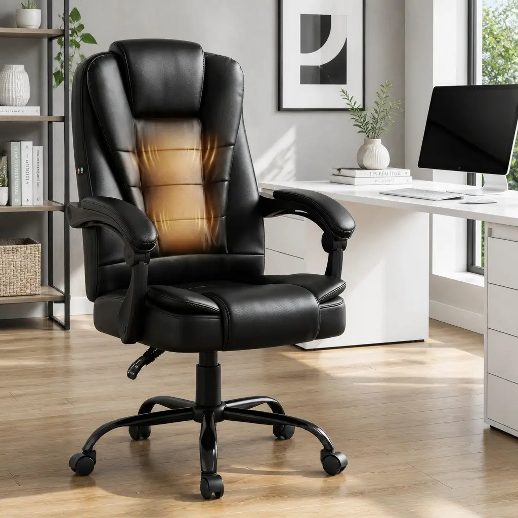 Massage Office Chair for Home or Office Black PU Leather