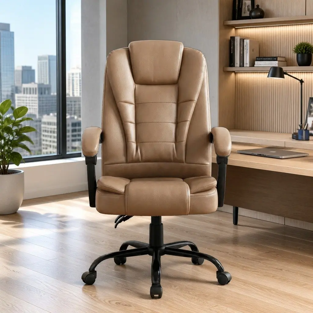 Massage Chair Office Use High Back Espresso PU Leather