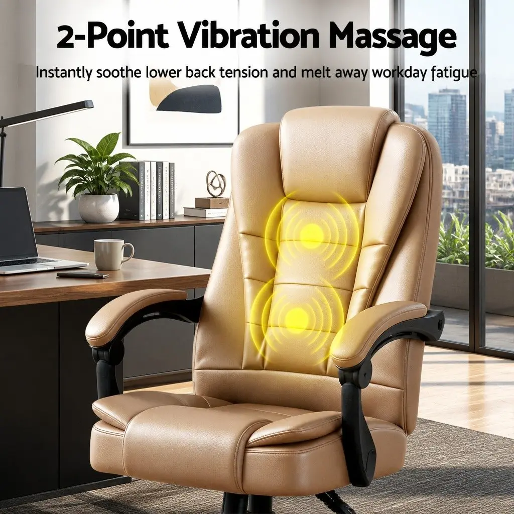 Massage Chair Office Use High Back Espresso PU Leather