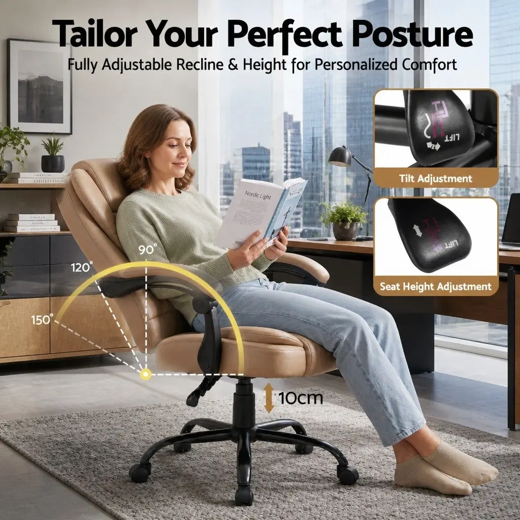 Massage Chair Office Use High Back Espresso PU Leather