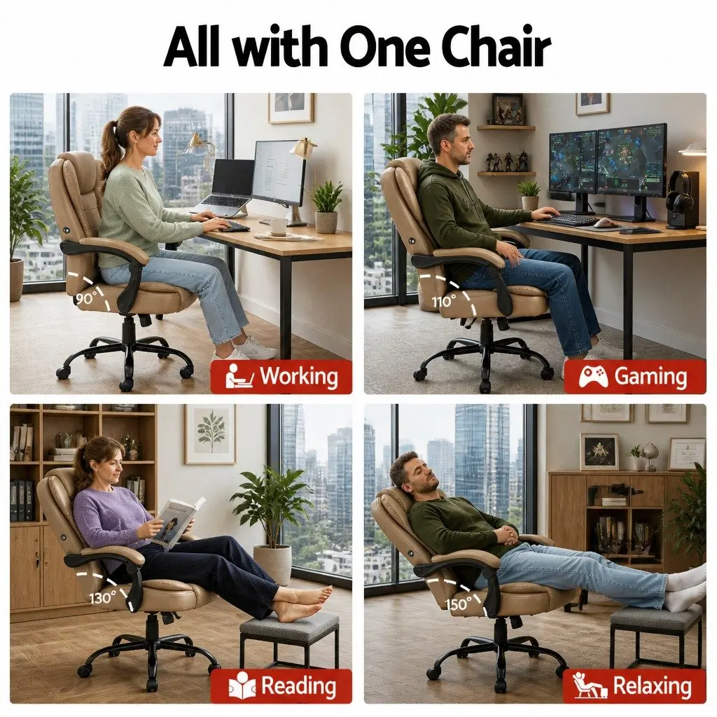 Massage Chair Office Use High Back Espresso PU Leather