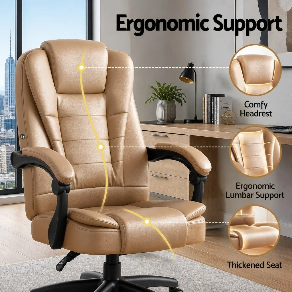 Massage Chair Office Use High Back Espresso PU Leather