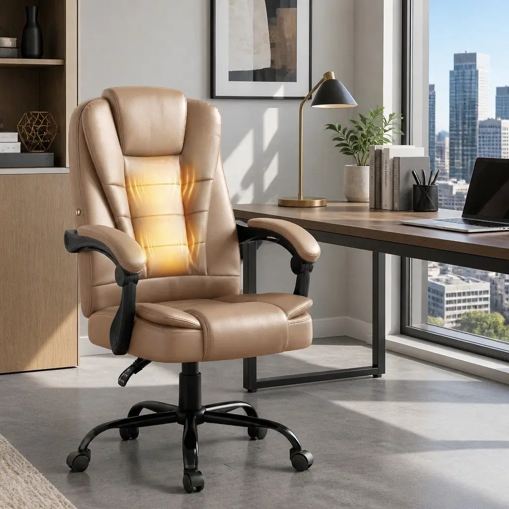 Massage Chair Office Use High Back Espresso PU Leather