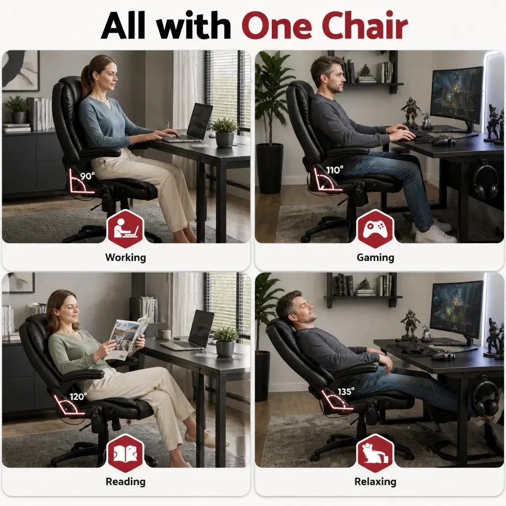 Massage Chair Office Use High Back PU Black