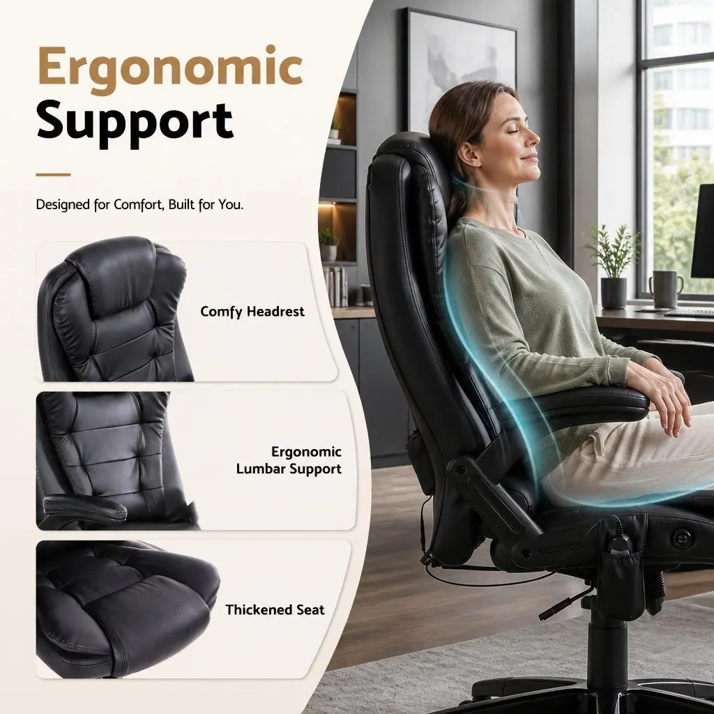Massage Chair Office Use High Back PU Black