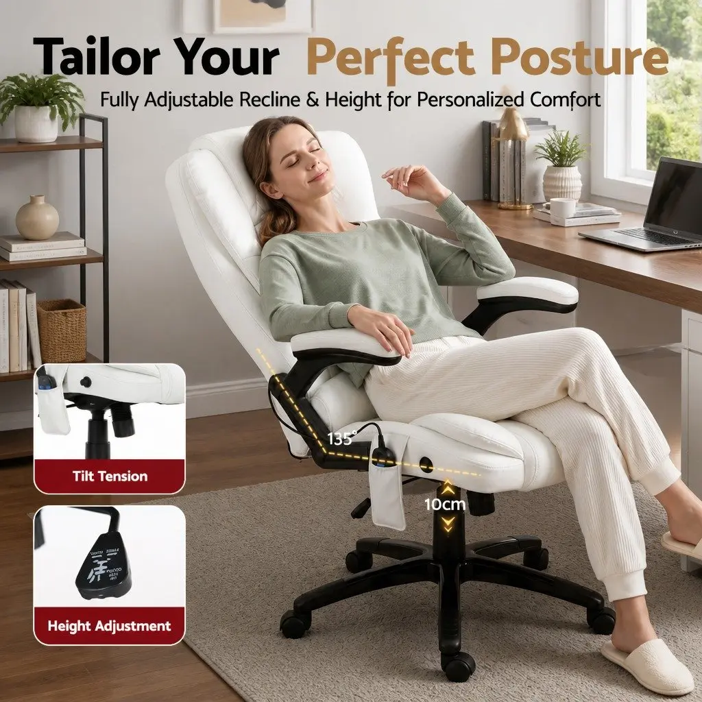 Massage Chair for Office Use High Back PU Leather 8 Point Vibration Heated Seat