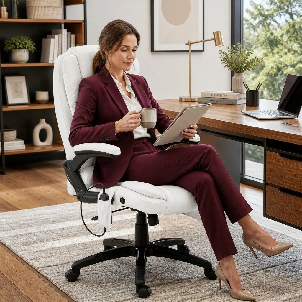 Massage Chair for Office Use High Back PU Leather 8 Point Vibration Heated Seat