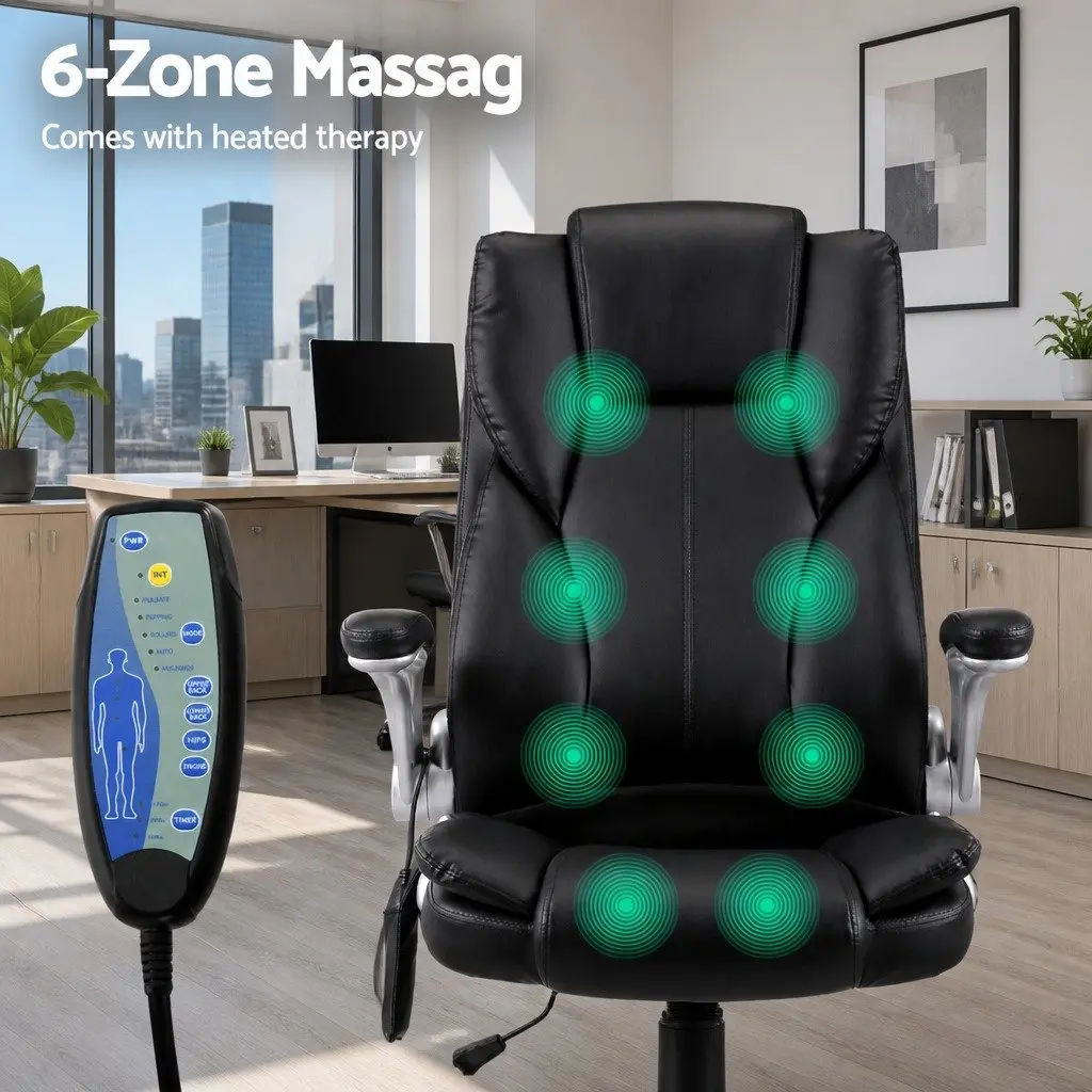 Massage Chair for Office Use High Back PU Leather Size Black