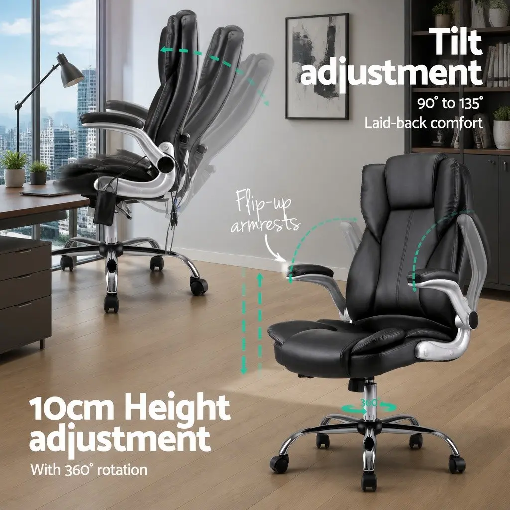 Massage Chair for Office Use High Back PU Leather Size Black