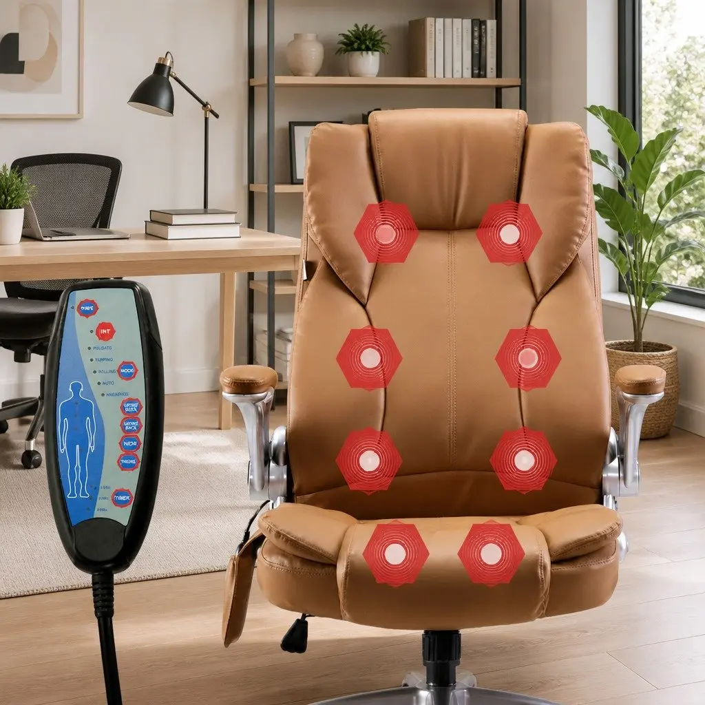 High Back 8 Point Massage Office Chair Ergonomic Vibration Recliner for Comfort