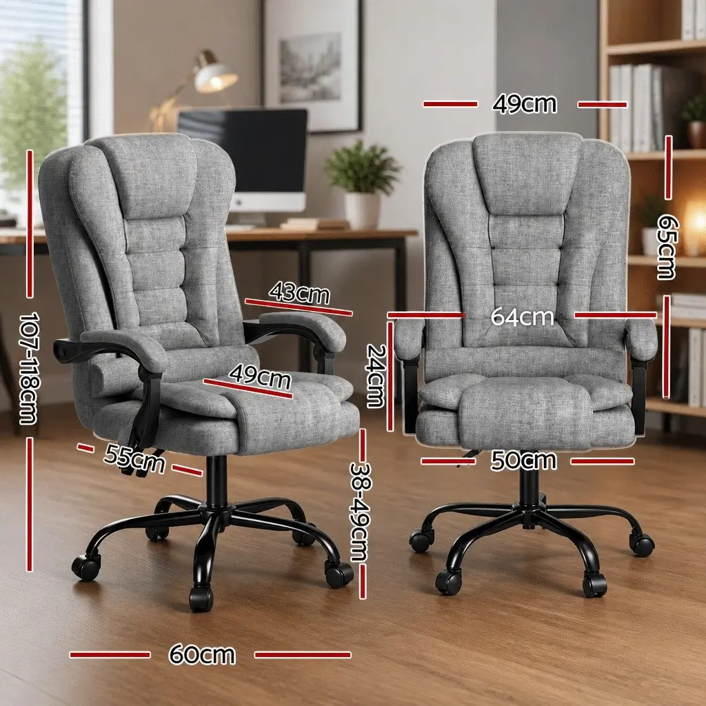 Executive Office Chair for Office Grey Ergonomic Adjustable Recline with 4-Point Massage System