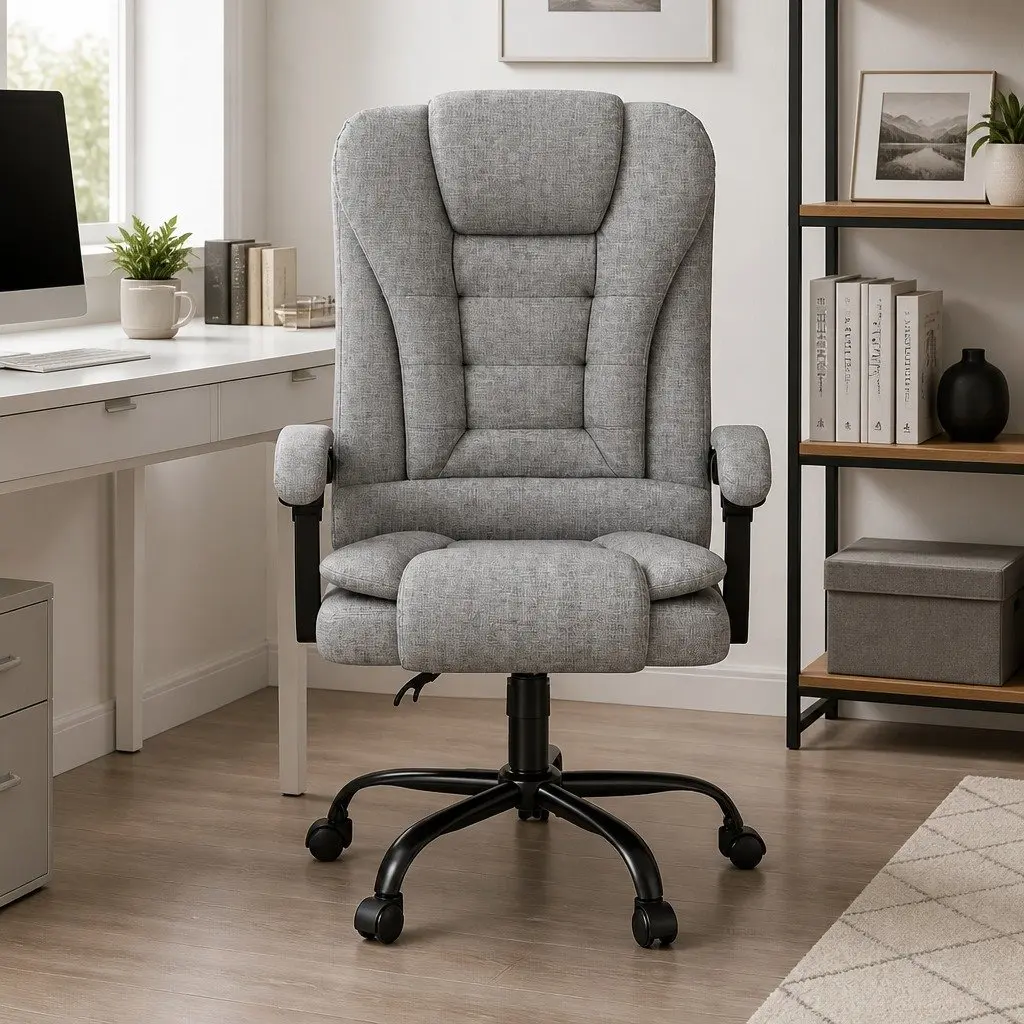 Executive Office Chair for Office Grey Ergonomic Adjustable Recline with 4-Point Massage System