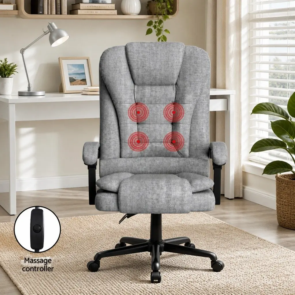Executive Office Chair for Office Grey Ergonomic Adjustable Recline with 4-Point Massage System