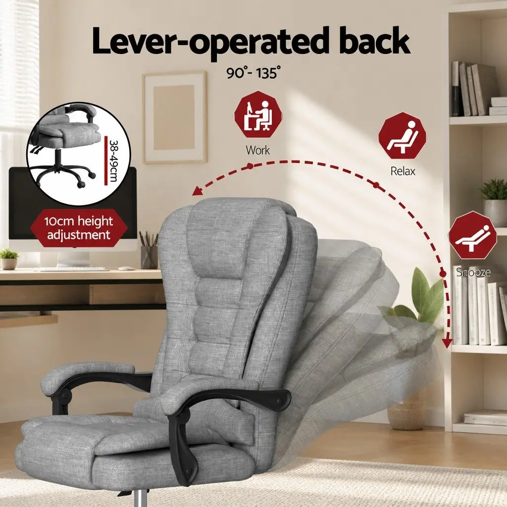 Executive Office Chair for Office Grey Ergonomic Adjustable Recline with 4-Point Massage System